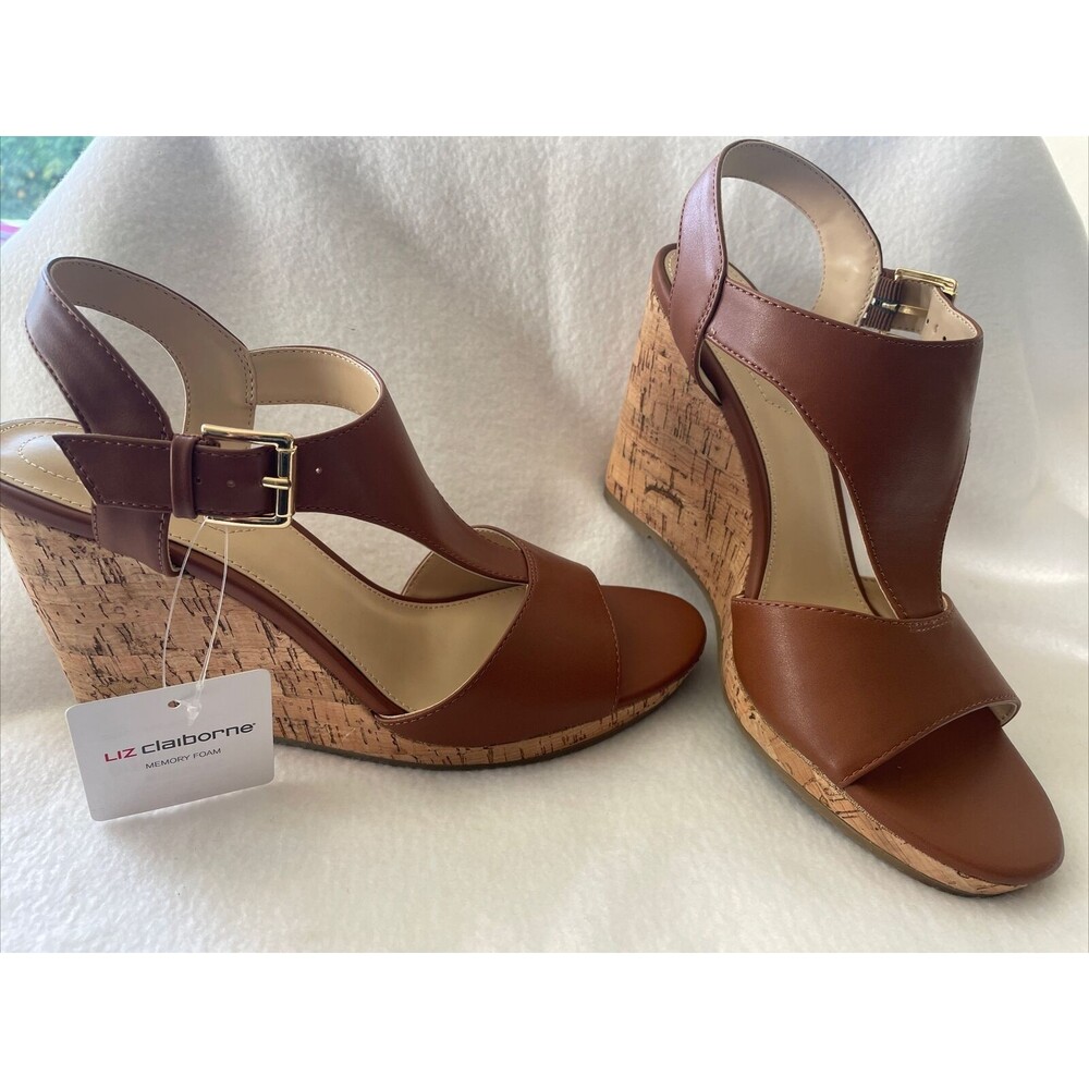 Liz Claiborne Wedge corkAlba Sandals chunky Platform 8.5 lagen cottage boho